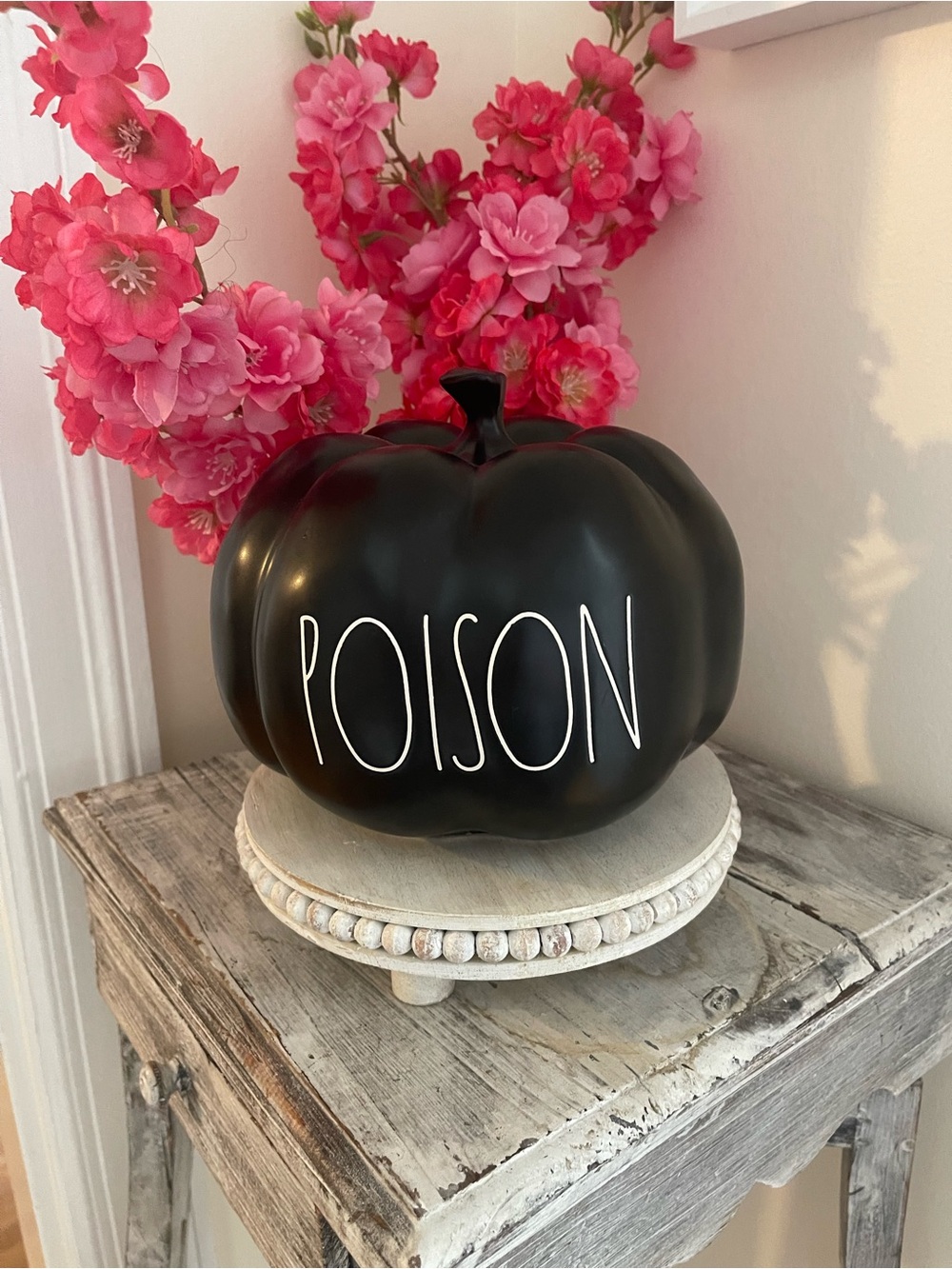 Rae Dunn Black Decorative Ceramic Pumpkin -POISON